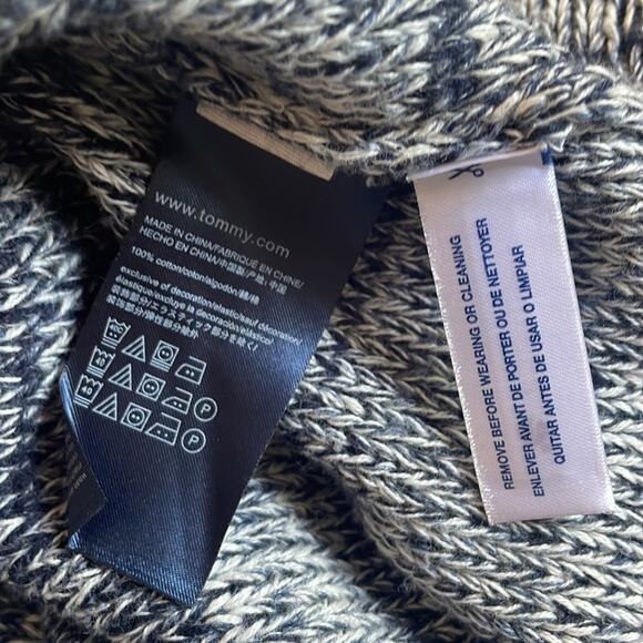 Tommy Hilfiger Marled Blue 1/2 Sleeve Open Sweater Cardigan Cozy Fall Preppy - Picture 4 of 4